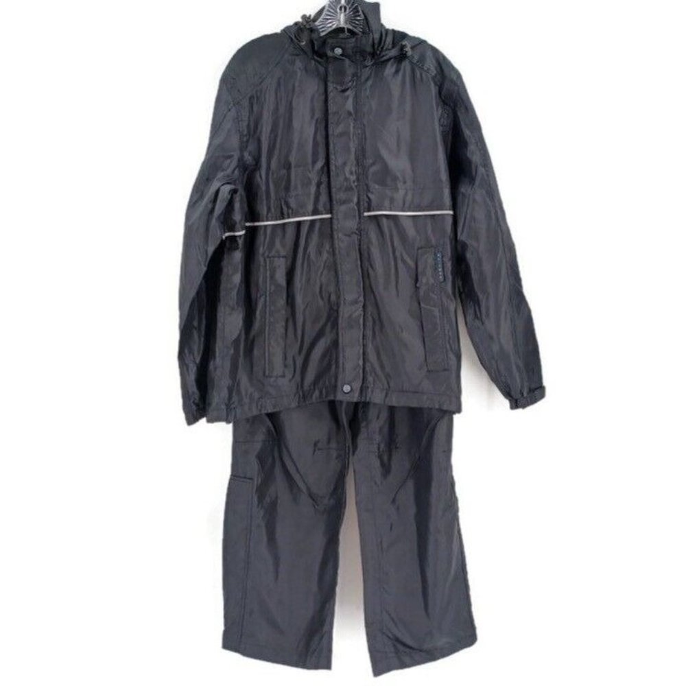 SKIN360 M 2 Piece Set Suit Jacket Pants Hidden Hood Full Zip Pockets Wind Proof - Picture 2 of 16